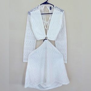 H&M DIVIDED Beach White Cutout Embroidered Dress Size X-Large